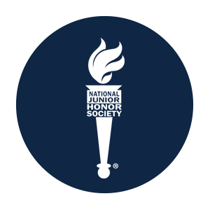 National Junior Honor Society logo, a dark blue circle with white torch in center National Junior Honor Society logo, a dark blue circle with white torch in center