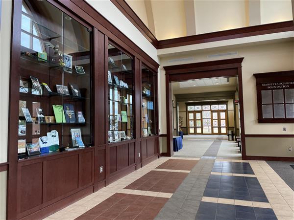 Looking across the main foyer to the west side of the MPAC Lobby