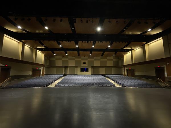 Looking out to the audience seats from the stage